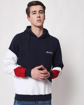 colourblock hoodie with ribbed cuffs