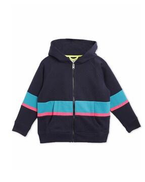 colourblock hoodie with zip fly-style