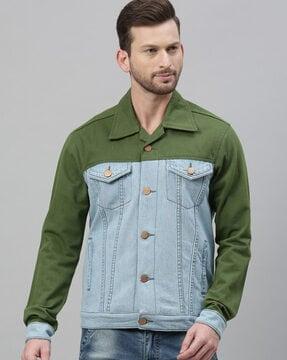 colourblock jacket with flap pockets