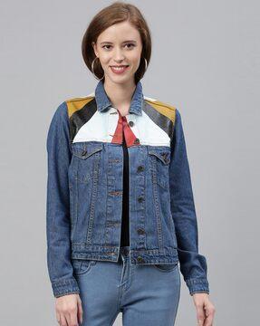 colourblock jacket with flap pockets