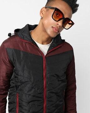 colourblock jacket with zip closure