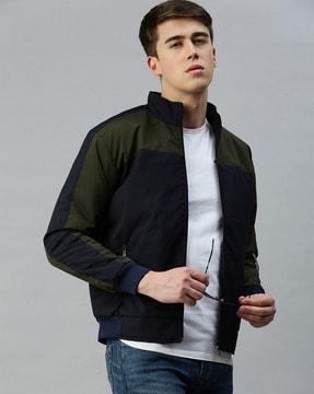 colourblock jacket with zip-front