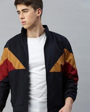 colourblock jacket with zip-front