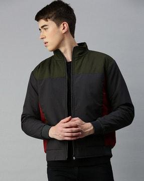 colourblock jacket with zip-front