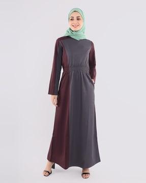 colourblock jilbab with pockets