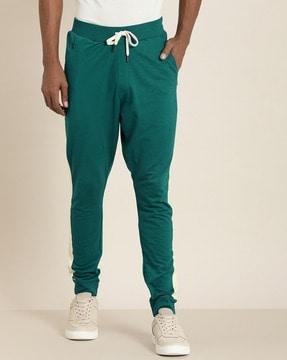 colourblock joggers with drawstring elasticated waist