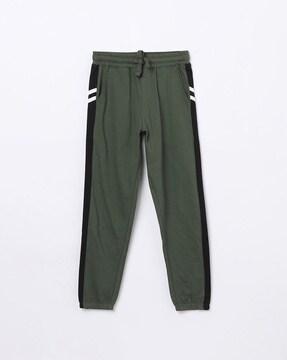 colourblock joggers with drawstring waist