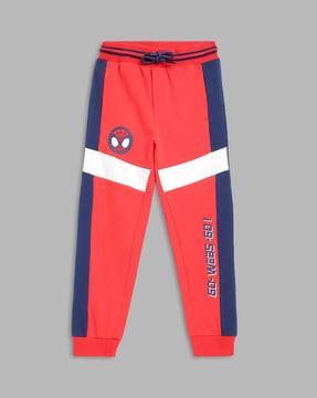 colourblock joggers with drawstring waist