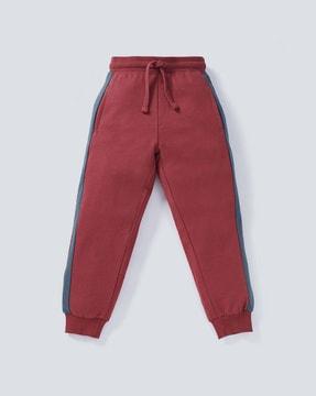 colourblock joggers with drawstring waist