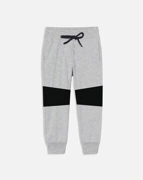 colourblock joggers with drawstring waist