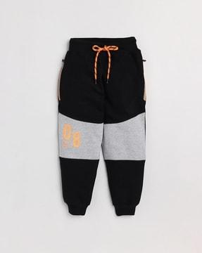 colourblock joggers with drawstring waist