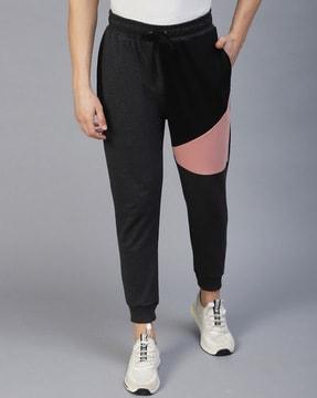 colourblock joggers with drawstring waist