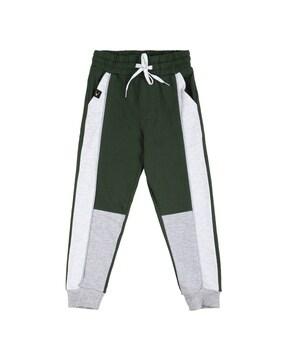 colourblock joggers with drawstring waist