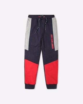 colourblock joggers with drawstring waist