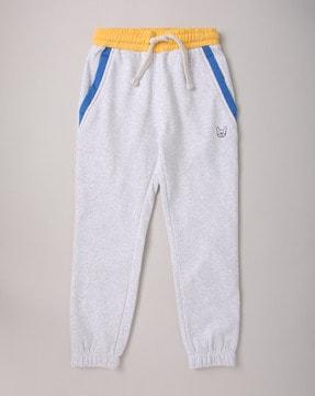 colourblock joggers with drawstring waist