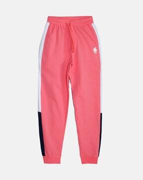 colourblock joggers with drawstring waist