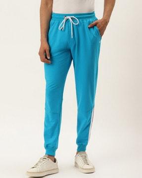 colourblock joggers with elasticated drawstring waist