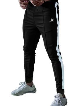 colourblock joggers with side pockets