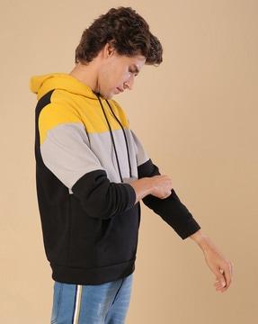 colourblock kangaroo pocket hoodie