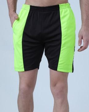 colourblock knit shorts with insert pockets