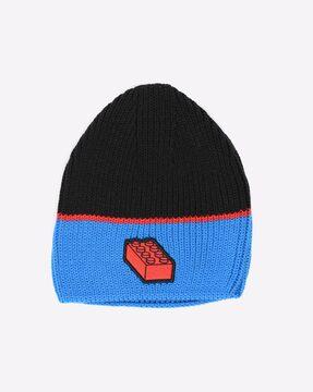 colourblock knitted lego beanie cap