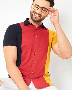 colourblock knitted shirt