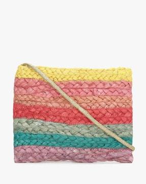 colourblock knitted sling bag