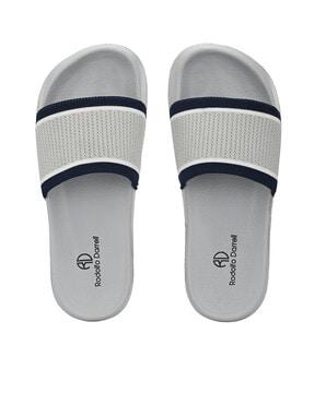 colourblock knitted strap slides