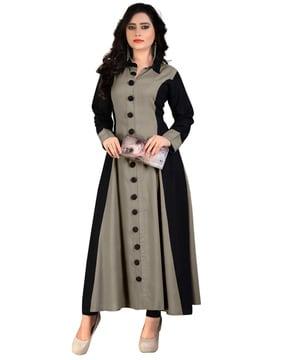 colourblock kurta with full sleeves