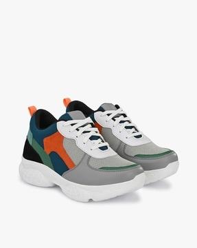 colourblock lace-up casual shoes with pull-up tabs