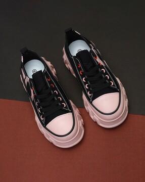 colourblock lace-up casual shoes