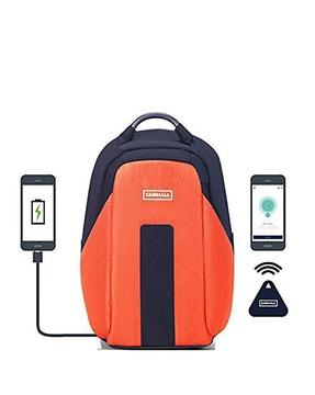 colourblock laptop backpack with zip closure