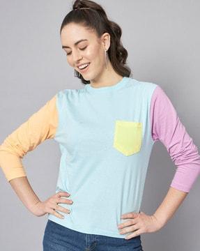 colourblock loose fit round-neck t-shirt