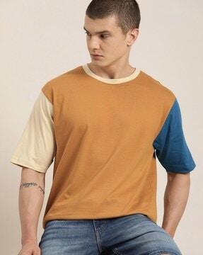 colourblock loose fit round-neck t-shirt