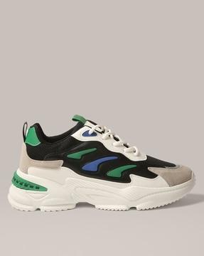 colourblock low-top lace-up sneakers