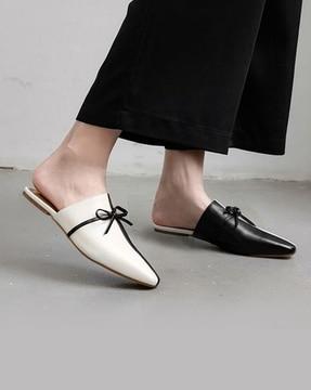 colourblock mules with tie-up