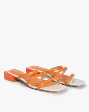 colourblock multi-strap chunky heeled sandals