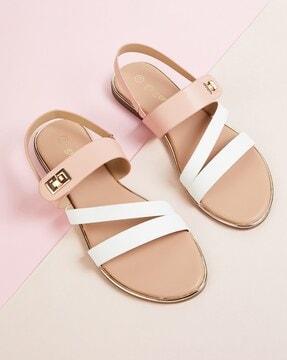 colourblock multi-strap sling back flat sandals