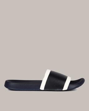 colourblock open-toe slides