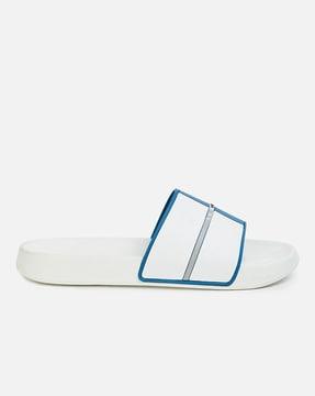 colourblock open-toe slip-on slides