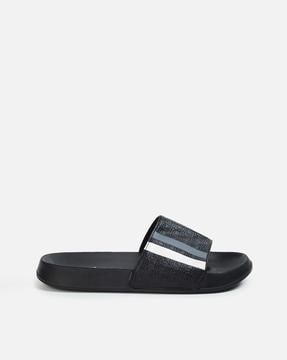 colourblock open-toe slip-on slides