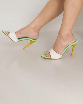 colourblock open-toe stilettos