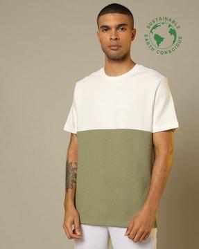 colourblock organic cotton crew-neck t-shirt