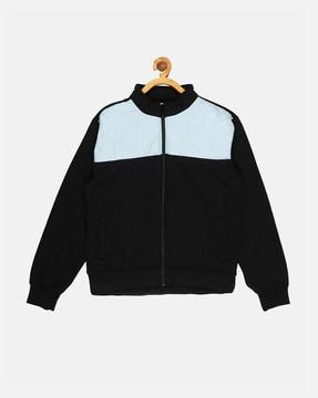 colourblock panelled hooded jacket