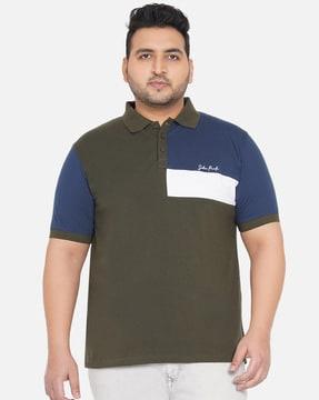 colourblock plus size polo t-shirt