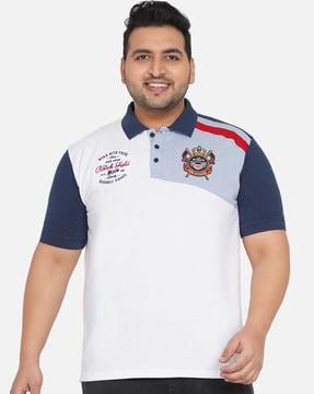 colourblock plus size polo t-shirt