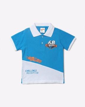 colourblock polo t-shirt with branding