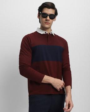 colourblock polo t-shirt with contrast collar