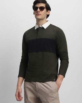 colourblock polo t-shirt with contrast collar