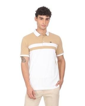 colourblock polo t-shirt with contrast
